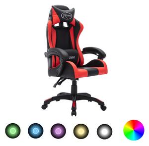 Fotel dla gracza z RGB LED, czerwono-czarny, sztuczna skóra