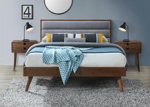 Szare łóżko z litego drewna SOMERO 160 x 200 cm