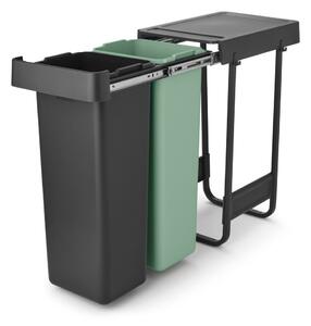 Miętowo-ciemnoszary plastikowy kosz na śmieci do segregacji odpadów do zabudowy 60 l Sort&Go – Brabantia