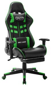 Fotel dla gracza z podnóżkiem, czarno-zielony, sztuczna skóra