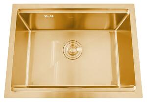 Złoty zlewozmywak kuchenny podwieszany do szafki 60 cm głęboki Nett NG-5742