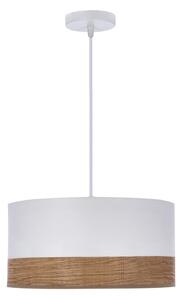Biała lampa wisząca z tekstylno-fornirowym kloszem ø 30 cm Bianco – Candellux Lighting
