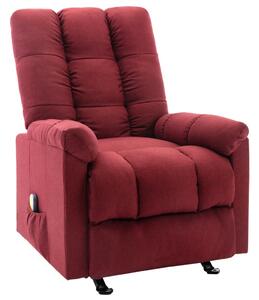 Rozkładany fotel masujący, winna czerwień, obity tkaniną