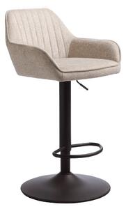 Beżowy tapicerowany hoker z regulowaną wysokością/z podłokietnikami (wysokość siedziska 65 cm) Nolan – Unique Furniture