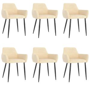 Krzesła stołowe, 6 szt., kremowe, obite aksamitem