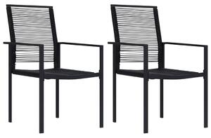 Krzesła ogrodowe, 2 szt., rattan PVC, czarne