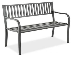 Ławka ogrodowa Relaxdays, 2-osobowa, wys. x szer. x gł.: 82 x 127,5 x 59,5 cm, stal, ławka ogrodowa, tarasowa, balkonowa, ławka parkowa, szara
