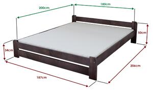 Łóżko Emily 180 x 200 cm, orzech Stelaż: Ze stelażem listwowym elastycznym, Materac: Materac Coco Maxi 19 cm