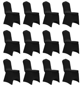 Elastyczne pokrowce na krzesła, czarne, 12 szt