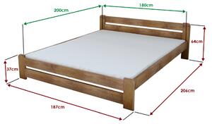 Łóżko Laura 180 x 200 cm, dąb Stelaż: Ze stelażem listwowym rolowanym, Materac: Bez materaca