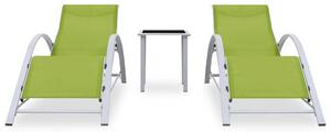 Leżaki ze stolikiem, 2 szt., aluminium, zielone
