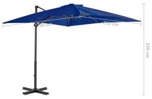 Parasol wiszący z aluminiowym słupkiem, 250x250 cm, niebieski