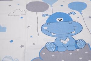 Bawełniana pościel do łóżeczka Hipopotam niebieska