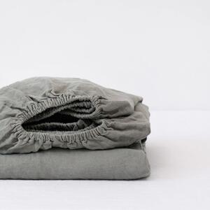 Lniane prześcieradło z gumką w kolorze khaki 140x200 cm – Linen Tales