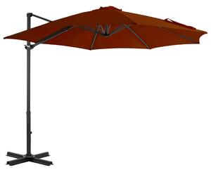 Wiszący parasol ze słupkiem aluminiowym, terakotowy, 300 cm