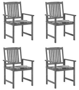 Krzesła ogrodowez poduszkami, 4 szt., szare, akacjowe