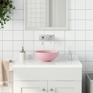 Umywalka łazienkowa, ceramiczna, matowy róż, okrągła
