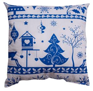 Świąteczna niebieska poduszka dekoracyjna