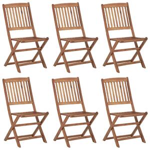 Składane krzesła ogrodowe z poduszkami, 6 szt., drewno akacjowe