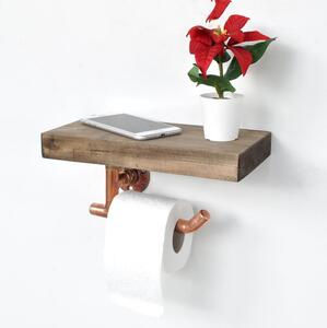 Asir Uchwyt na papier toaletowy z półką 15x30 cm brązowy/miedź AS0838