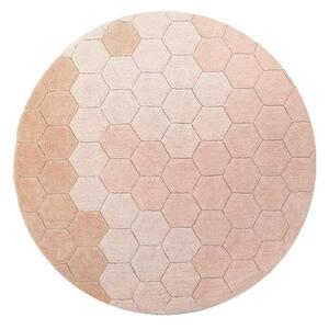 Jasnoróżowy bawełniany okrągły dywan tkany ręcznie odpowiedni do prania ø 140 cm Honeycomb Rose – Lorena Canals