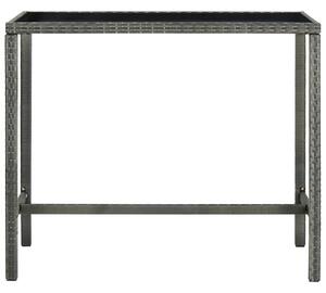 Ogrodowy stolik barowy, szary 130x60x110 cm, polirattan i szkło