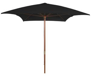Parasol ogrodowy na drewnianym słupku, czarny, 200x300 cm