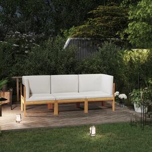 3-osobowa sofa ogrodowa z poduszkami, lite drewno akacjowe