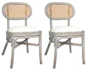 Krzesła stołowe, 2 szt., szare, lniane poduszki