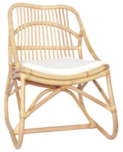Krzesło rattanowe, lniana poduszka