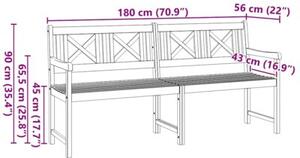Ławka ogrodowa brązowy 180 x 56 x 90 cm lite drewno akacji