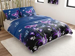 Pościel z mikropluszu VIOLET BUTTERFLY ciemnoniebieska Rozmiar pościeli: 70 x 90 cm | 140 x 220 cm