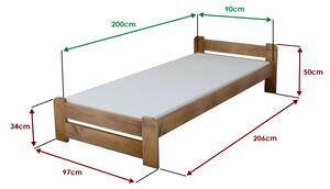 Łóżko Emily 90 x 200 cm, dąb Stelaż: Ze stelażem listwowym elastycznym, Materac: Materac Somnia 17 cm