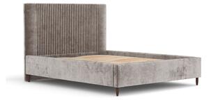 Beżowe tapicerowane łóżko dwuosobowe ze schowkiem ze stelażem 160x200 cm Etero – Maison de Rêve