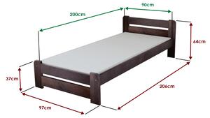 Łóżko Laura 90 x 200 cm, orzech Stelaż: Ze stelażem listwowym elastycznym, Materac: Materac Somnia 17 cm