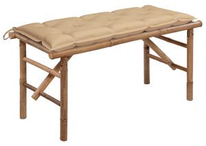 Składana ławka ogrodowa z poduszką, 118 cm, bambusowa