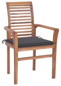 Krzesła stołowe z antracytowymi poduszkami, 8 szt., tekowe