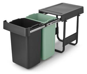 Miętowo-ciemnoszary plastikowy kosz na śmieci do segregacji odpadów do zabudowy 30 l Sort&Go – Brabantia