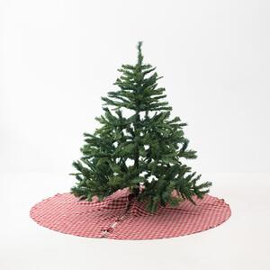 Czerwony lniany okrągły dywan pod choinkę ø 125 cm Red Gingham – Linen Tales