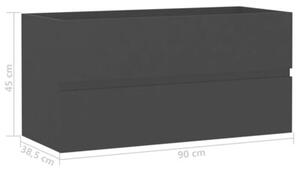 Szafka pod umywalkę, czarna, 90x38,5x45 cm