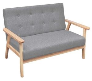 Zestaw wypoczynkowy: sofa i fotel, materiaÅowy, jasnoszary