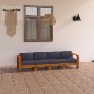 4-osobowa sofa ogrodowa z ciemnoszarymi poduszkami, akacja