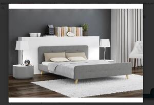 Łóżko tapicerowane szare AMELIA 140 x 200 cm Materac: Bez materaca