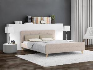 Łóżko tapiecerowane beżowe AMELIA 160 x 200 cm