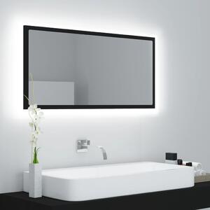 Lustro łazienkowe z LED, czarne, 90x8,5x37 cm, płyta wiórowa