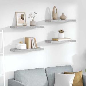 Półki ścienne, 4 szt., szarość betonu, 60 x 23,5 x 3,8 cm, mdf