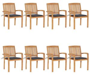 Sztaplowana krzesła ogrodowe z poduszkami, 8 szt., tekowe