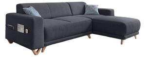 Antracytowy rozkładany/ze schowkiem narożnik Classy Sophie – Miuform
