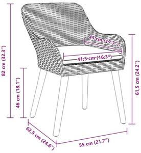 Krzesło ogrodowe 2 szt. jasnoszary 62,5 x 55 x 82 cm polirattan