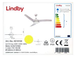 Lindby Lindby - Wentylator sufitowy EMANUEL 2xE14/42W/230V + pilot LW0053